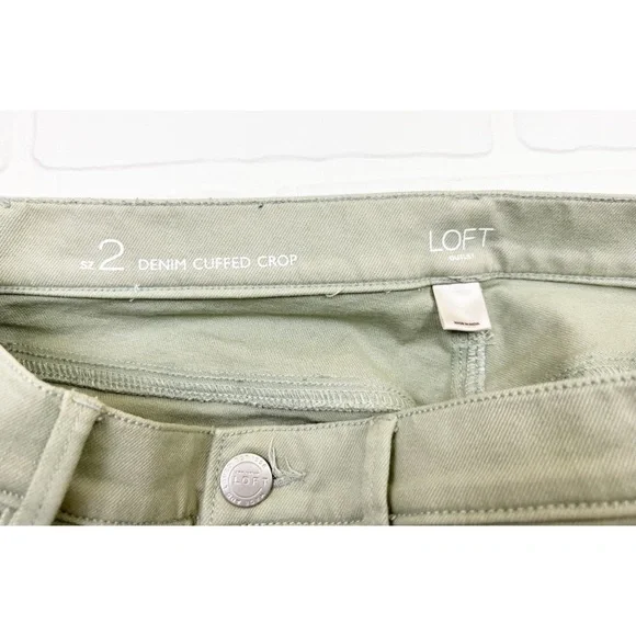 Loft Outlet Denim Cuffed Crop Jeans Size 2 Light Green - Picture 3 of 5